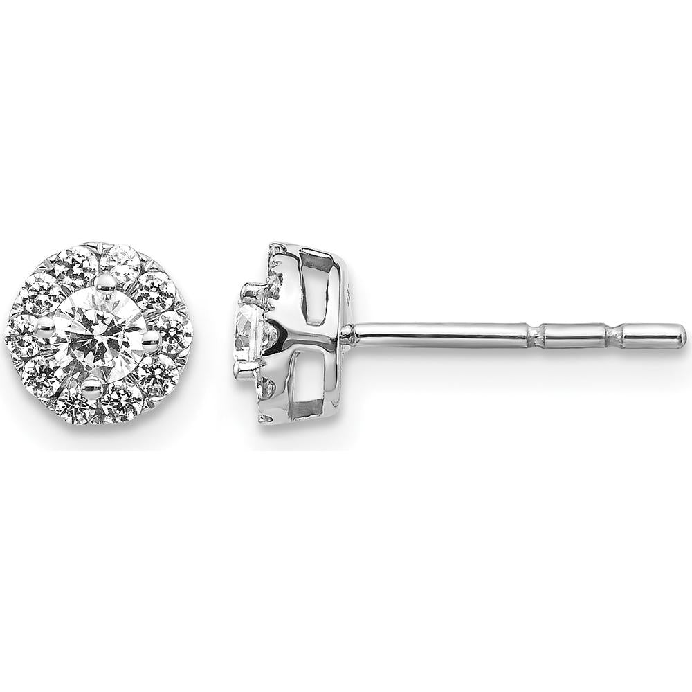 14K White Gold Diamond Cluster Post Earrings with Round Diamonds - 0.37 Carat Total Diamond Weight by Monteluci Fine Jewelry