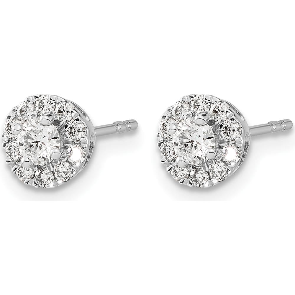 14K White Gold Diamond Cluster Post Earrings with Round Diamonds - 0.37 Carat Total Diamond Weight by Monteluci Fine Jewelry