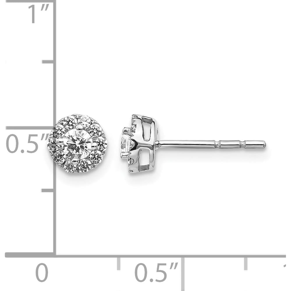 14K White Gold Diamond Cluster Post Earrings with Round Diamonds - 0.37 Carat Total Diamond Weight by Monteluci Fine Jewelry