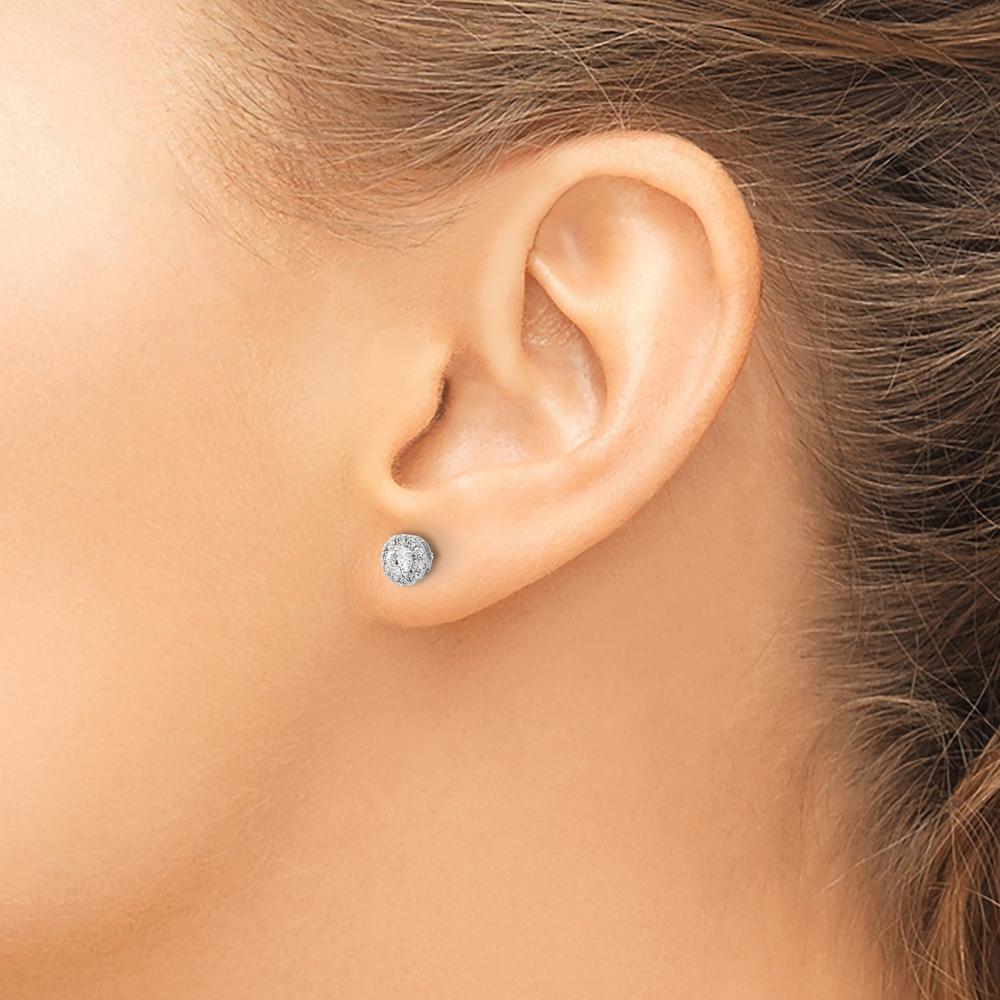14K White Gold Diamond Cluster Post Earrings with Round Natural Diamonds - 0.22 Carat Total Diamond Weight by Monteluci Fine Jewelry
