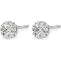 14K White Gold Diamond Cluster Push Back Earrings - 0.13 Carat Total Diamond Weight by Monteluci Fine Jewelry