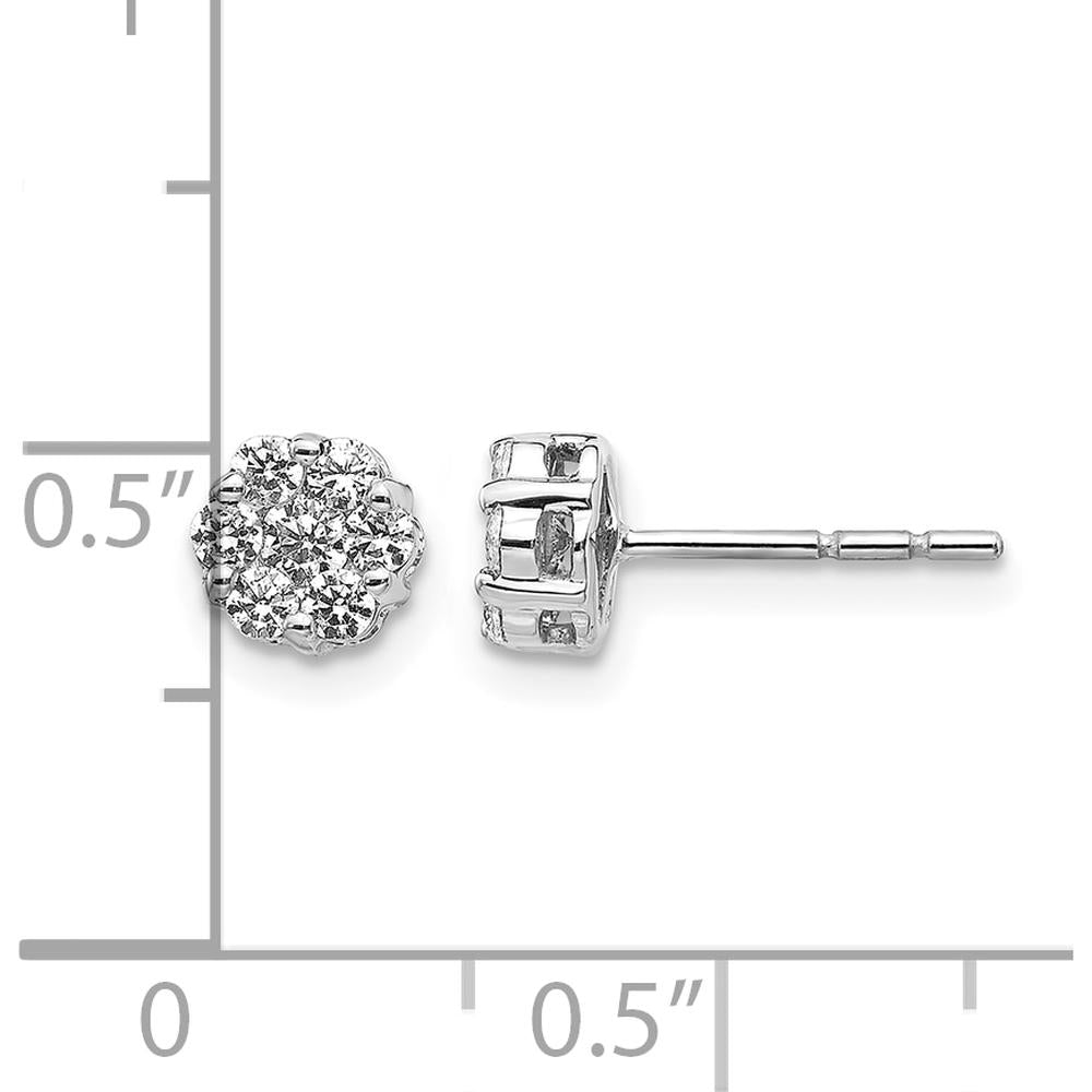 14K White Gold Diamond Cluster Push Back Earrings - 0.13 Carat Total Diamond Weight by Monteluci Fine Jewelry