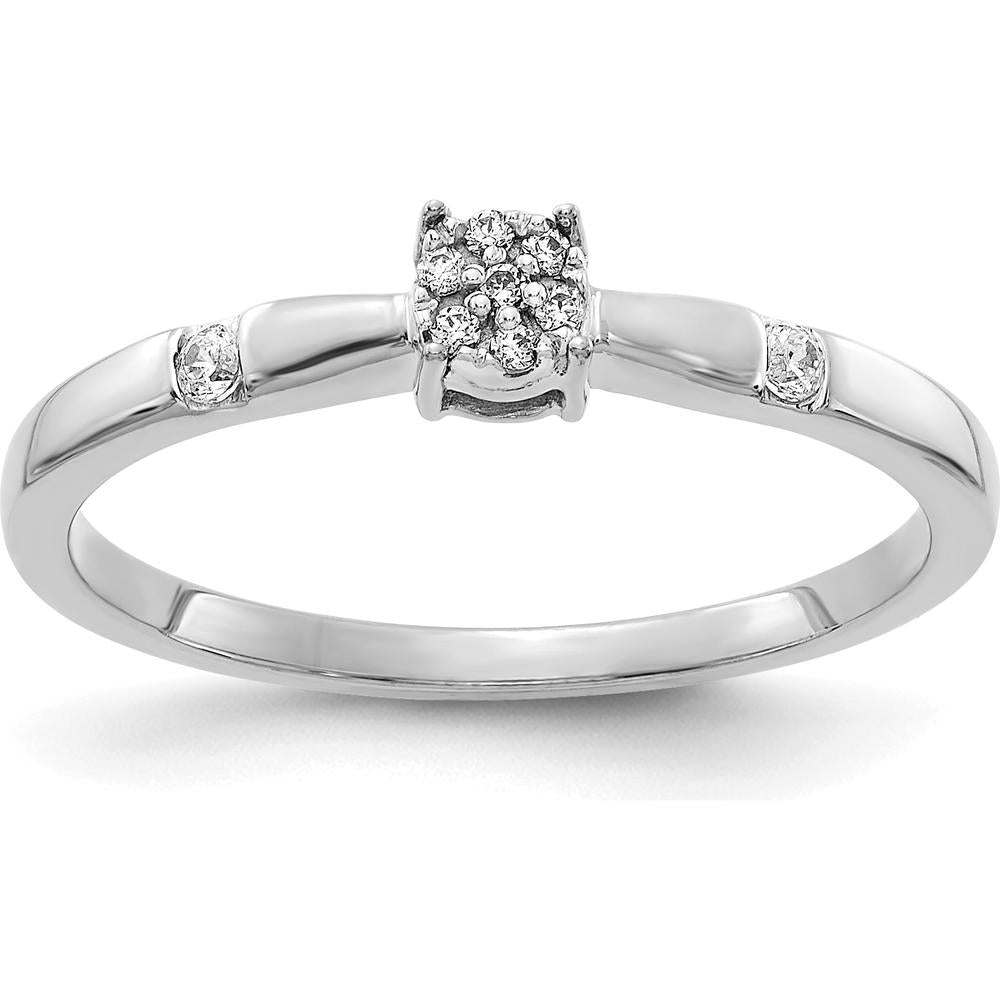 14K White Gold Diamond Cluster Ring with 7 Round Diamonds - 0.03 Carat Total Diamond Weight by 0