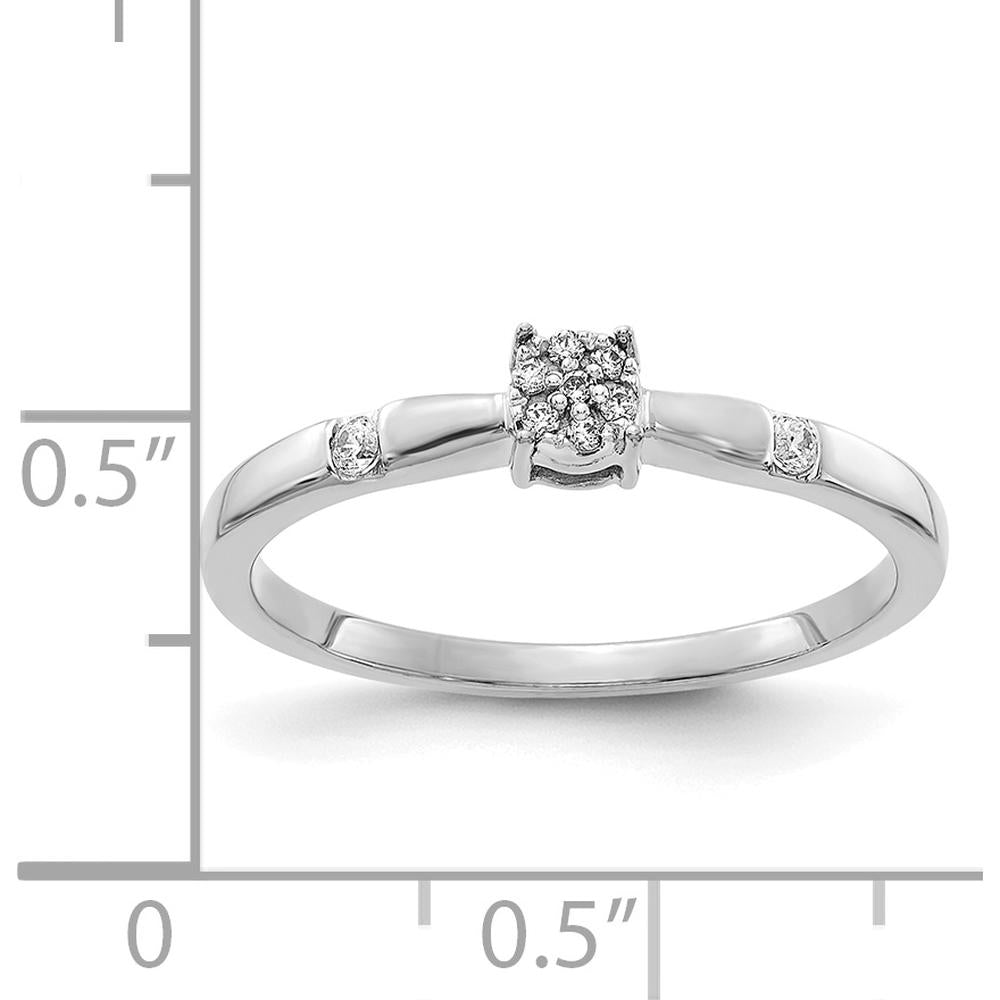 14K White Gold Diamond Cluster Ring with 7 Round Diamonds - 0.03 Carat Total Diamond Weight by 0