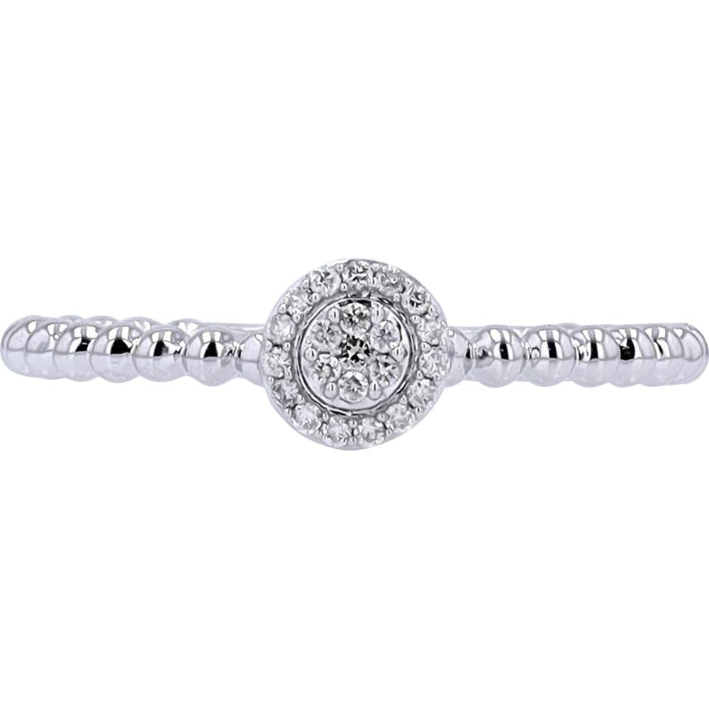 14K White Gold Diamond Cluster Ring with Round Stones - 0.08 Carats Total Diamond Weight