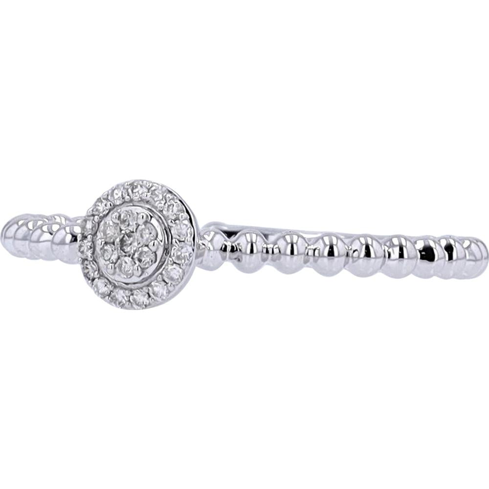 14K White Gold Diamond Cluster Ring with Round Stones - 0.08 Carats Total Diamond Weight