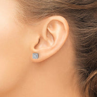 14K White Gold Diamond Cluster Screw Back Post Earrings with 10 Round Diamonds - 0.13 Carat Total Diamond Weight by Monteluci Fine Jewelry