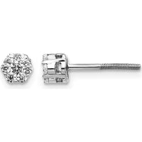 14K White Gold Diamond Cluster Screwback Earrings - 0.09 Carat Total Diamond Weight by Monteluci Fine Jewelry
