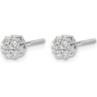 14K White Gold Diamond Cluster Screwback Earrings - 0.09 Carat Total Diamond Weight by Monteluci Fine Jewelry