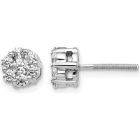 14K White Gold Diamond Cluster Screwback Earrings - 0.11 Carat Total Diamond Weight by Monteluci Fine Jewelry