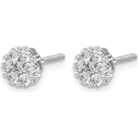 14K White Gold Diamond Cluster Screwback Earrings - 0.11 Carat Total Diamond Weight by Monteluci Fine Jewelry