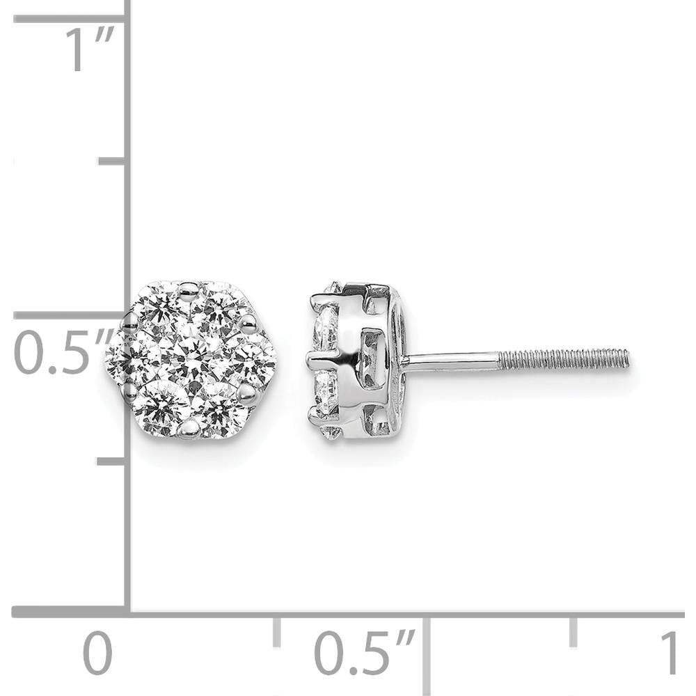 14K White Gold Diamond Cluster Screwback Earrings - 0.15 Carat Total Diamond Weight by Monteluci Fine Jewelry