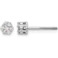 14K White Gold Diamond Cluster Screwback Post Earrings - 0.070 Carat Total Diamond Weight by Monteluci Fine Jewelry