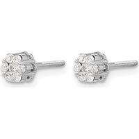 14K White Gold Diamond Cluster Screwback Post Earrings - 0.070 Carat Total Diamond Weight by Monteluci Fine Jewelry