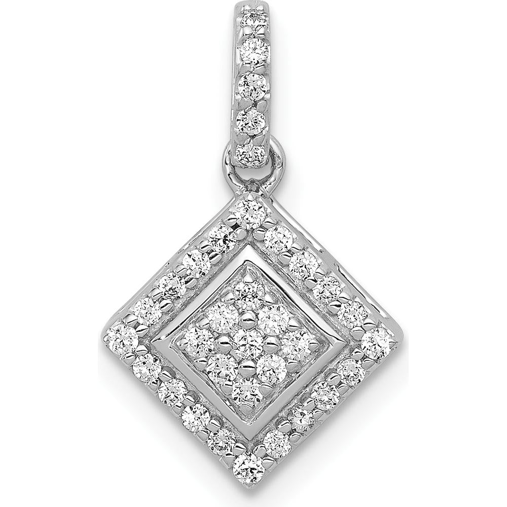 14K White Gold Diamond Cluster Square Pendant - 1/4 Carat Total Diamond Weight by Monteluci Fine Jewelry
