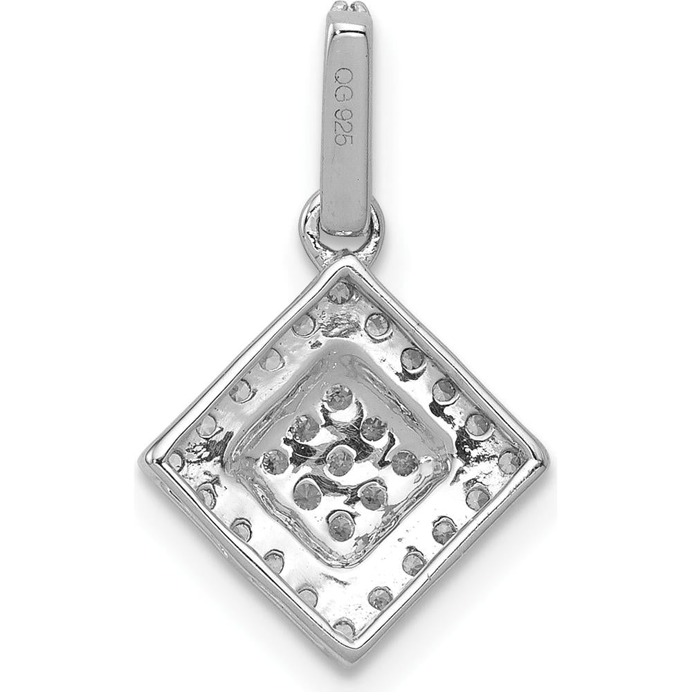 14K White Gold Diamond Cluster Square Pendant - 1/4 Carat Total Diamond Weight by Monteluci Fine Jewelry
