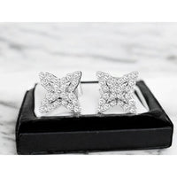 14K White Gold Diamond Cluster Stud Earrings - 0.23 Carats Total Diamond Weight