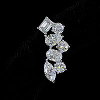 14K White Gold Diamond Crawler Earrings with Emerald, Pear, Oval & Marquise Cut Lab Diamonds - 5.92 Carats Total Diamond Weight - Covaloro Fine Jewelry