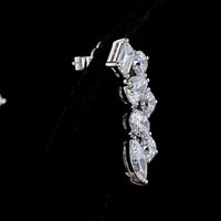 14K White Gold Diamond Crawler Earrings with Mixed Oval, Pear, Emerald, and Marquise Cut Lab Diamonds - 6.1 Carat Total Diamond Weight - Covaloro Fine Jewelry