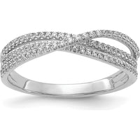 14K White Gold Diamond Crisscross Ring with 87 Round Diamonds - 0.26 Carat Total Diamond Weight by 0