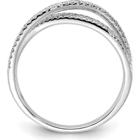14K White Gold Diamond Crisscross Ring with 87 Round Diamonds - 0.26 Carat Total Diamond Weight by 0
