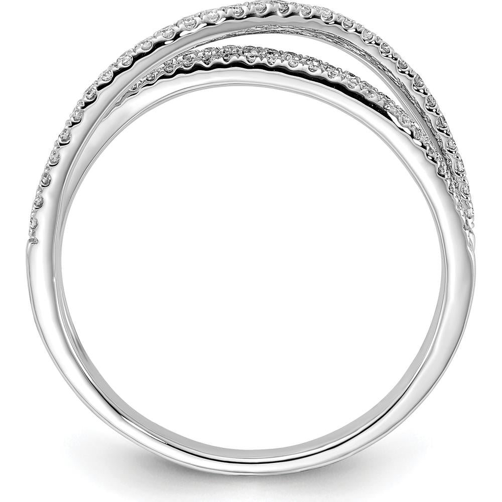 14K White Gold Diamond Crisscross Ring with 87 Round Diamonds - 0.26 Carat Total Diamond Weight by 0