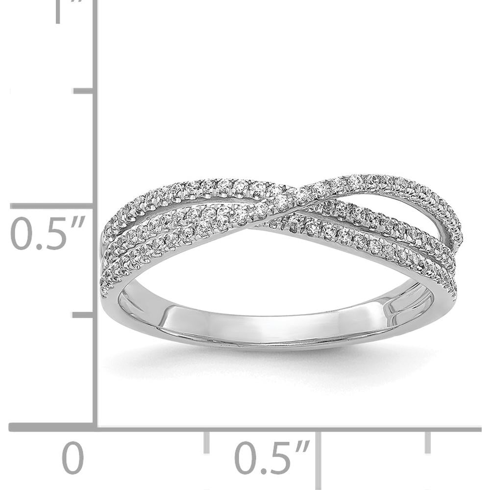 14K White Gold Diamond Crisscross Ring with 87 Round Diamonds - 0.26 Carat Total Diamond Weight by 0