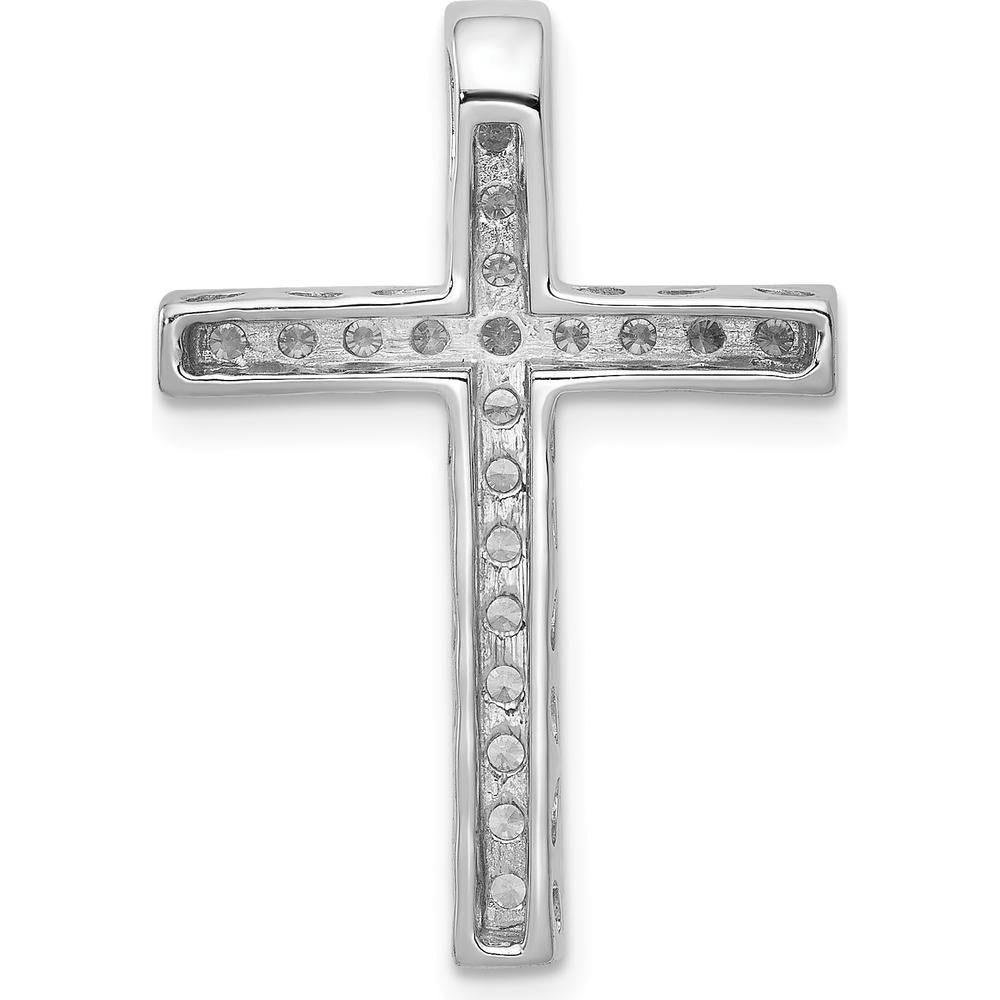 14K White Gold Diamond Cross Chain Slide Pendant - 3/8 Carat Total Diamond Weight by Monteluci Fine Jewelry