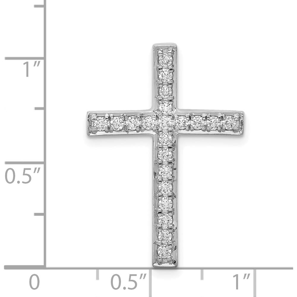 14K White Gold Diamond Cross Chain Slide Pendant - 3/8 Carat Total Diamond Weight by Monteluci Fine Jewelry