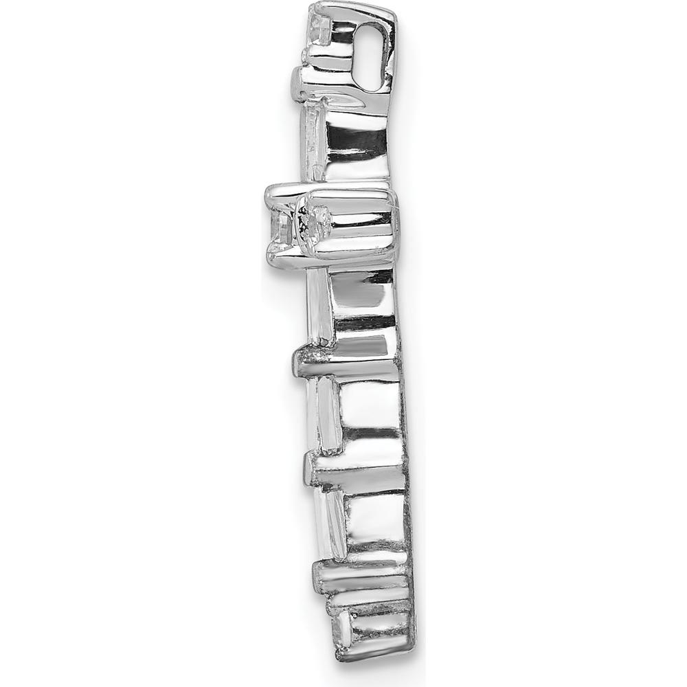 14K White Gold Diamond Cross Chain Slide Pendant with Round and Baguette Diamonds - 1/3 Carat Total Diamond Weight by Monteluci Fine Jewelry