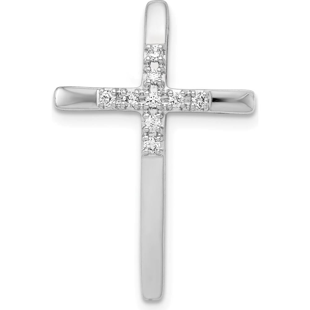 14K White Gold Diamond Cross Chain Slide with 0.022 Carat Total Diamond Weight by Monteluci Fine Jewelry