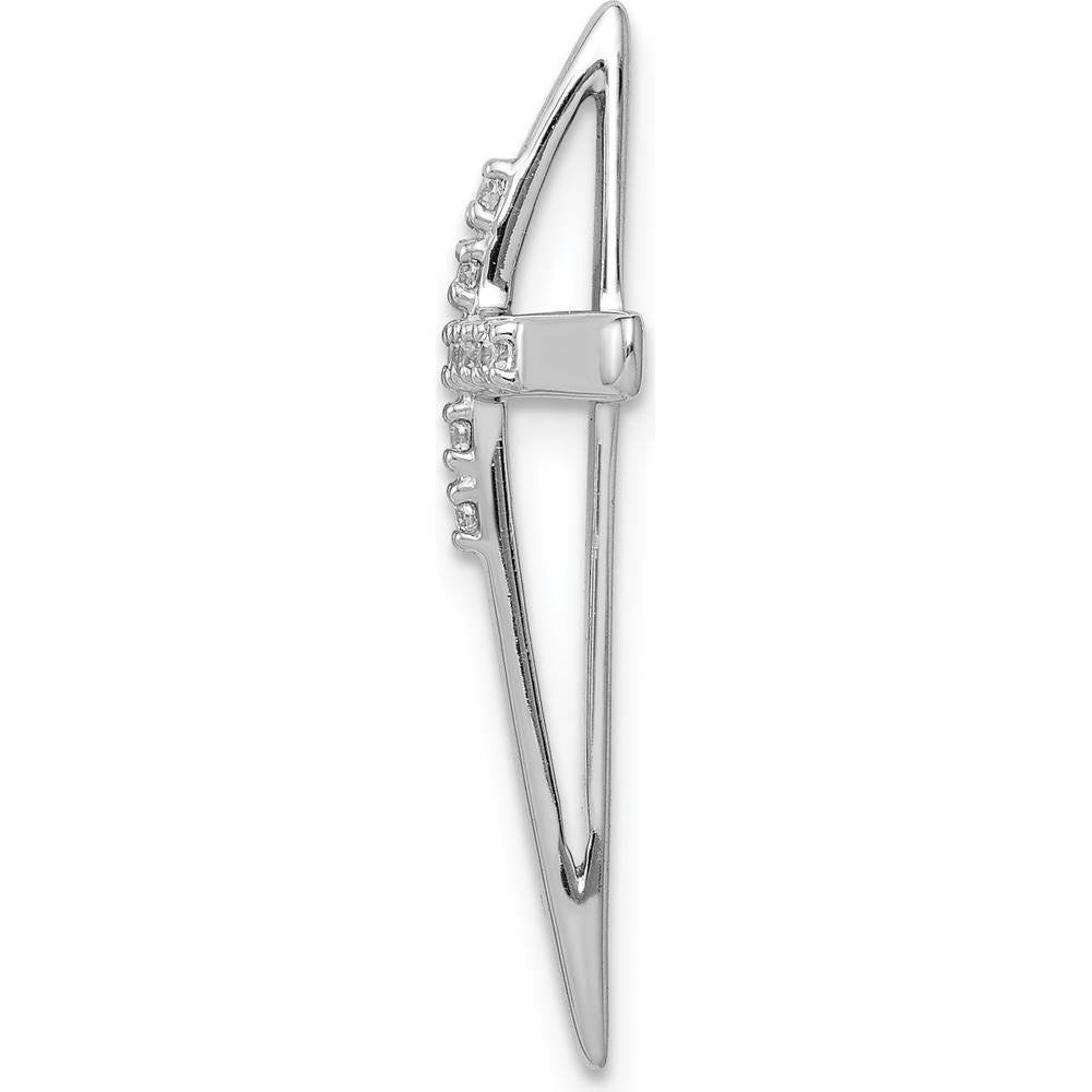 14K White Gold Diamond Cross Chain Slide with 0.022 Carat Total Diamond Weight by Monteluci Fine Jewelry