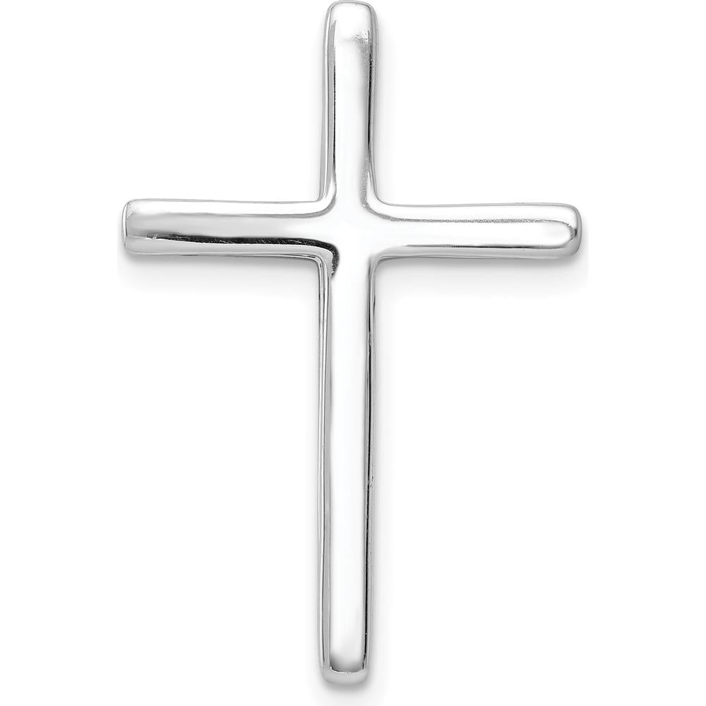 14K White Gold Diamond Cross Chain Slide with 0.022 Carat Total Diamond Weight by Monteluci Fine Jewelry
