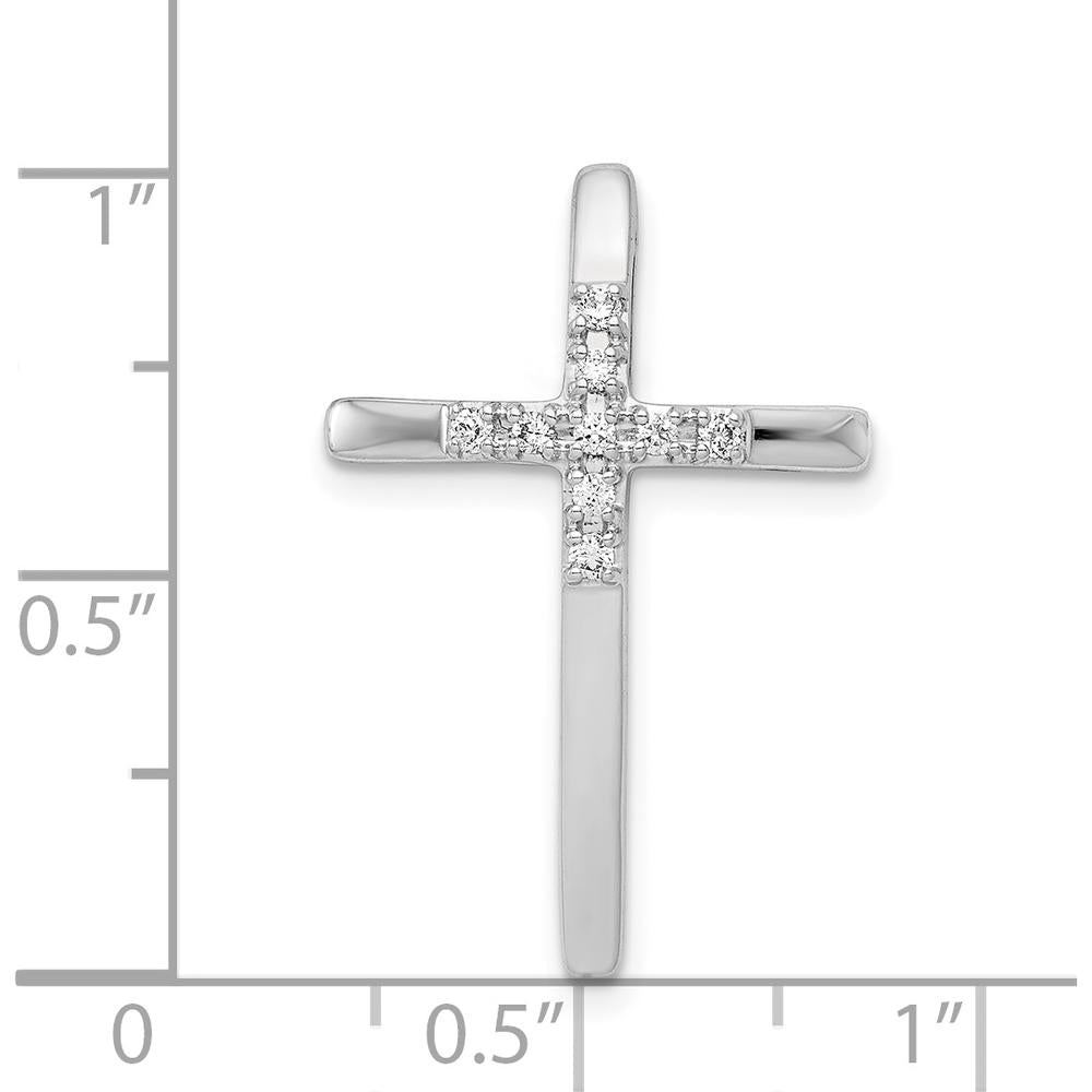 14K White Gold Diamond Cross Chain Slide with 0.022 Carat Total Diamond Weight by Monteluci Fine Jewelry