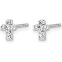14K White Gold Diamond Cross Earrings with Round Diamonds - 0.144 Carat Total Diamond Weight by Monteluci Fine Jewelry