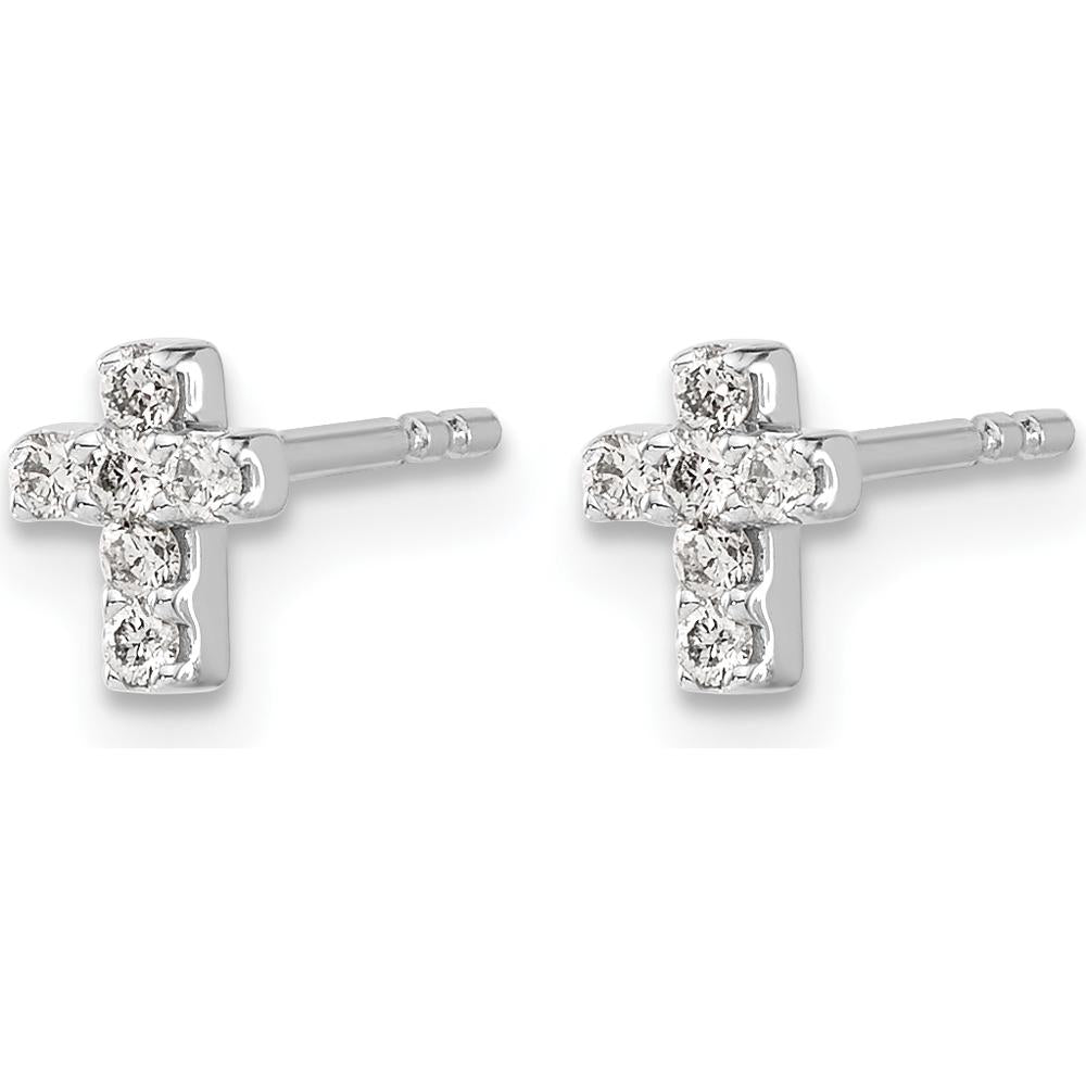 14K White Gold Diamond Cross Earrings with Round Diamonds - 0.144 Carat Total Diamond Weight by Monteluci Fine Jewelry
