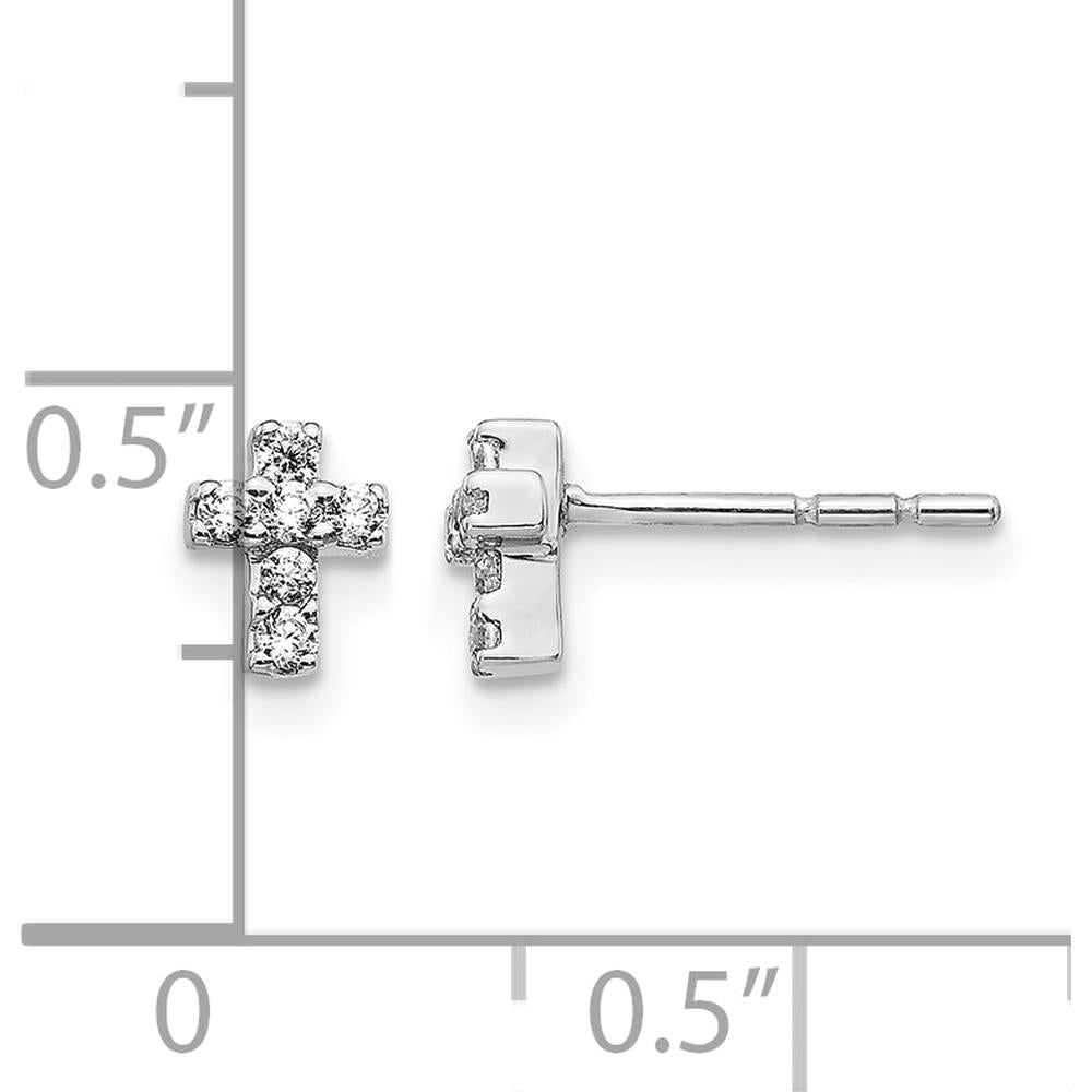 14K White Gold Diamond Cross Earrings with Round Diamonds - 0.144 Carat Total Diamond Weight by Monteluci Fine Jewelry