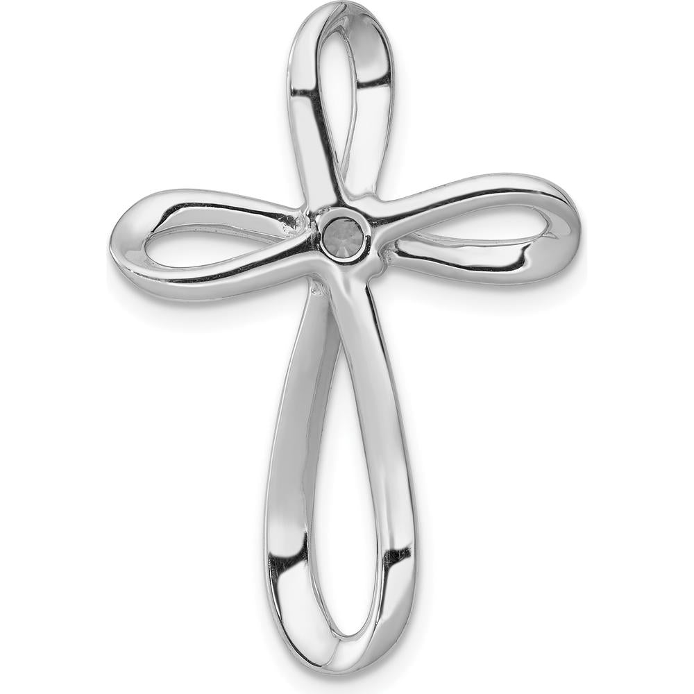 14K White Gold Diamond Cross Omega Slide Pendant - 1/6 Carat Total Diamond Weight by Monteluci Fine Jewelry