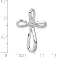 14K White Gold Diamond Cross Omega Slide Pendant - 1/6 Carat Total Diamond Weight by Monteluci Fine Jewelry