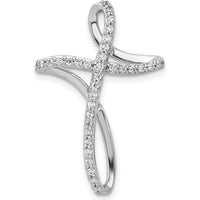 14K White Gold Diamond Cross Omega Slide Pendant with 1/5 Carat Total Round Diamonds by Monteluci Fine Jewelry