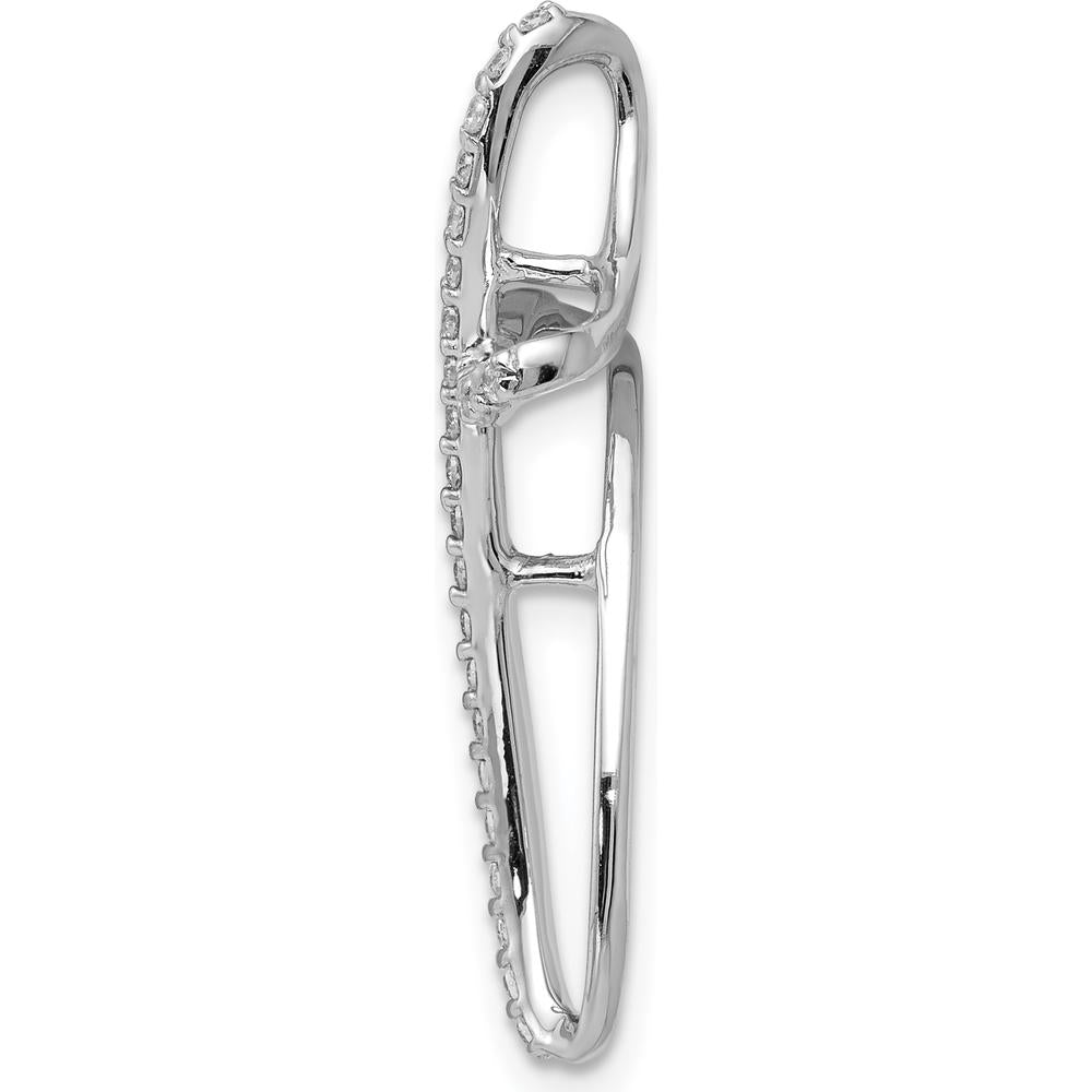 14K White Gold Diamond Cross Omega Slide Pendant with 1/5 Carat Total Round Diamonds by Monteluci Fine Jewelry