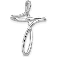 14K White Gold Diamond Cross Omega Slide Pendant with 1/5 Carat Total Round Diamonds by Monteluci Fine Jewelry