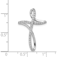 14K White Gold Diamond Cross Omega Slide Pendant with 1/5 Carat Total Round Diamonds by Monteluci Fine Jewelry