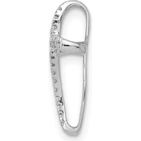 14K White Gold Diamond Cross Omega Slide Pendant with Round Natural Diamonds - 1/15 Carat Total Diamond Weight by Monteluci Fine Jewelry