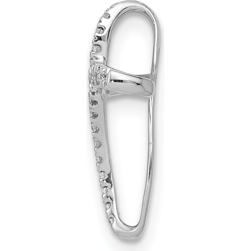 14K White Gold Diamond Cross Omega Slide Pendant with Round Natural Diamonds - 1/15 Carat Total Diamond Weight by Monteluci Fine Jewelry