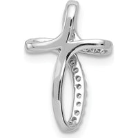 14K White Gold Diamond Cross Omega Slide Pendant with Round Natural Diamonds - 1/15 Carat Total Diamond Weight by Monteluci Fine Jewelry