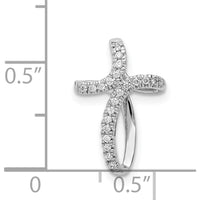14K White Gold Diamond Cross Omega Slide Pendant with Round Natural Diamonds - 1/15 Carat Total Diamond Weight by Monteluci Fine Jewelry