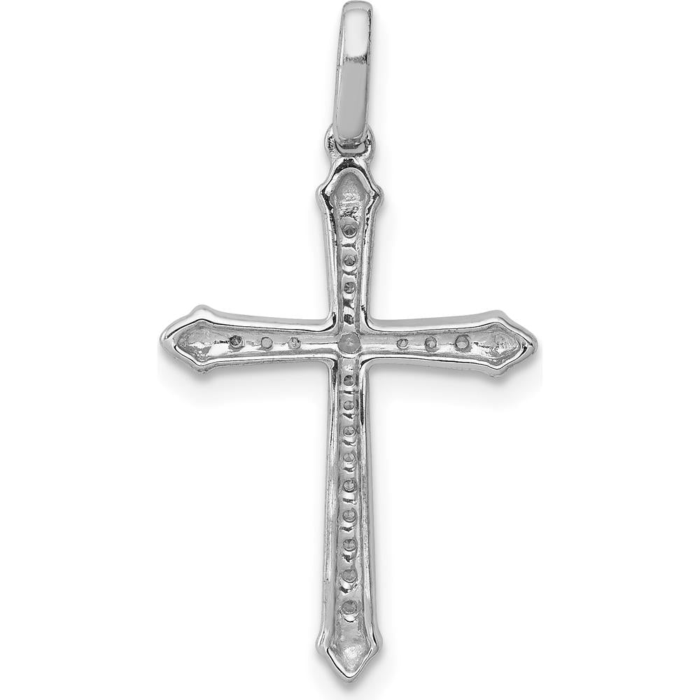 14K White Gold Diamond Cross Pendant - 0.035 Carat Total Diamond Weight by Monteluci Fine Jewelry