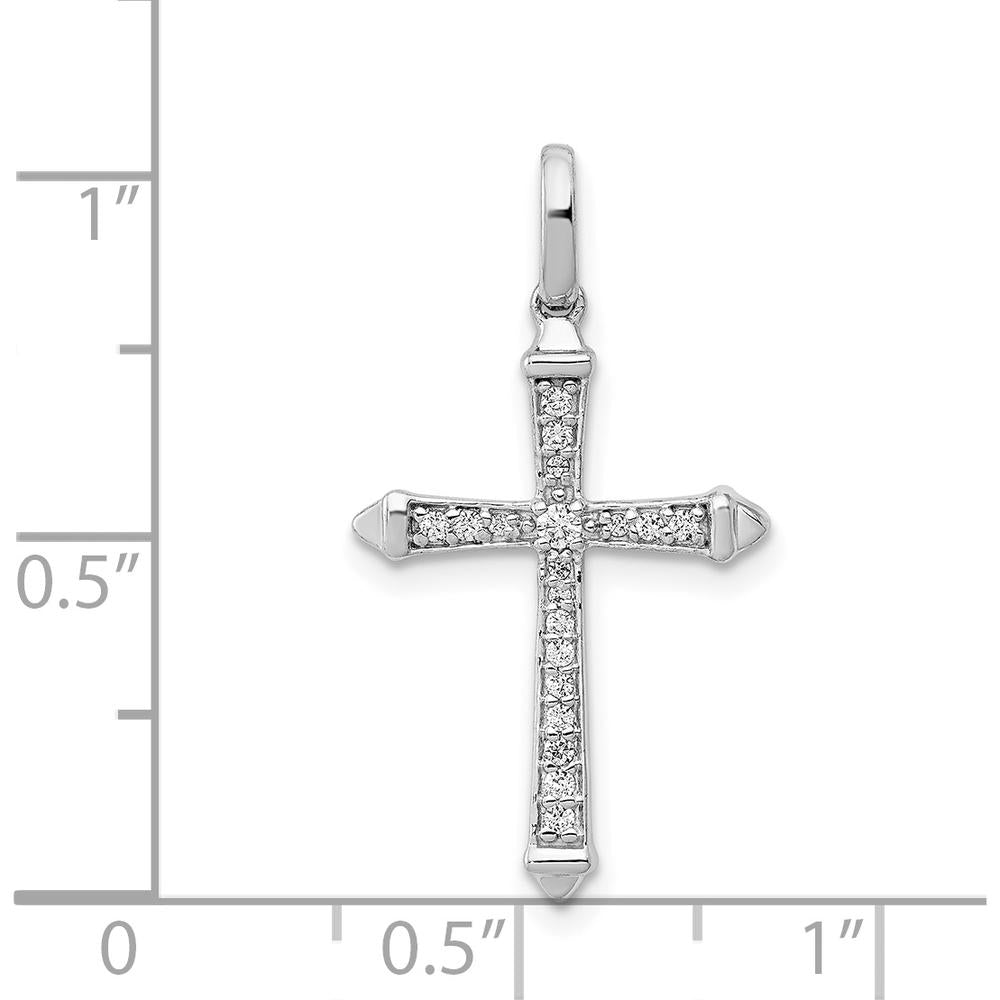 14K White Gold Diamond Cross Pendant - 0.035 Carat Total Diamond Weight by Monteluci Fine Jewelry