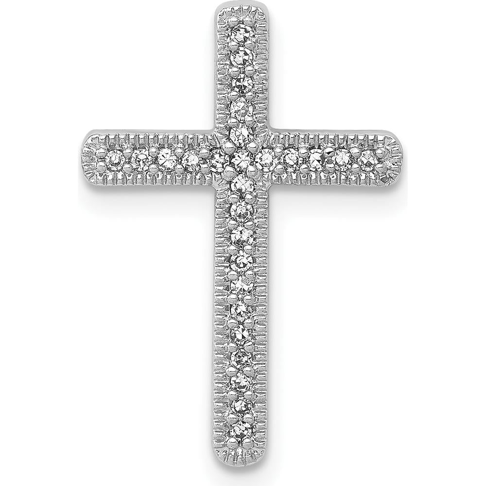 14K White Gold Diamond Cross Pendant - 1/10 Carat Diamond Weight by Monteluci Fine Jewelry
